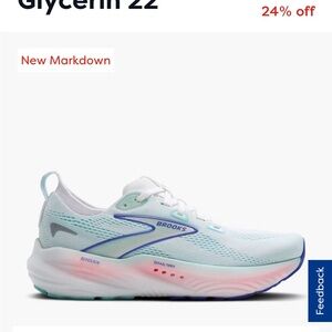 Brooks Women's Glycerin 22 Athletic Shoes - White and Blue